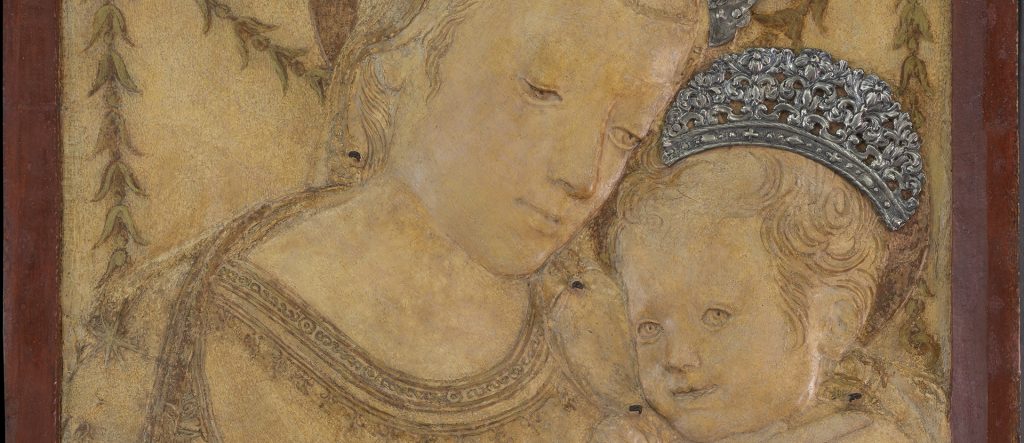 Madonna con Bambino in stucco dipinto del Chiostro di San Lorenzo