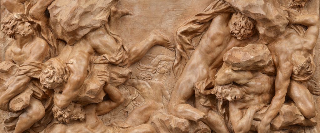 La Caduta dei giganti, rilievo in terracotta di Carlo Marcellini